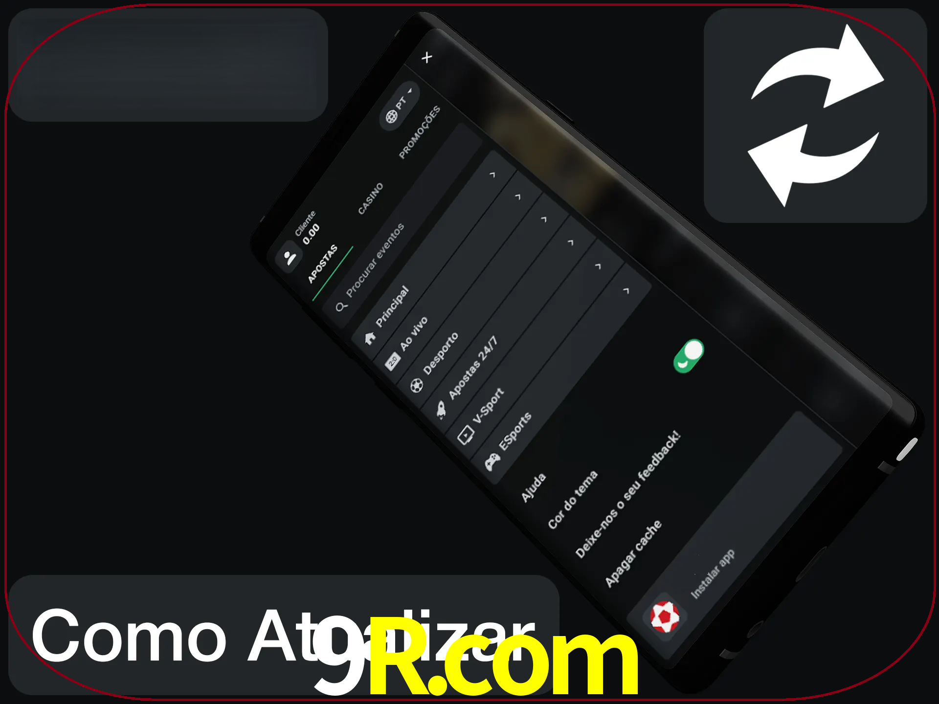 O aplicativo é atualizado automaticamente quando você faz o login.