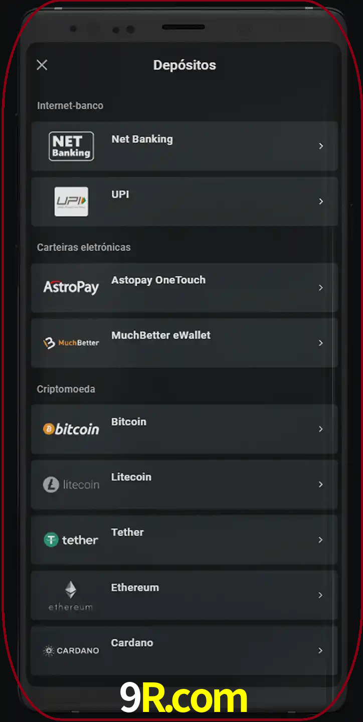 Você pode usar métodos alternativos de depósito.